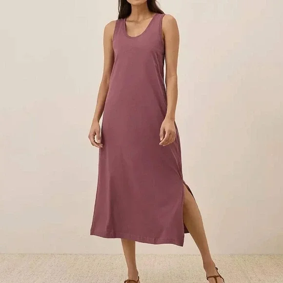 Pact Softspun Heathered Mauve 100% Organic Cotton Tank Midi Dress Size XL - Picture 1 of 7